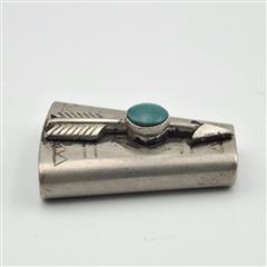 Vintage Fred Harvey Era 925 Sterling Silver Turquoise Arrow Slide Bolo Tie Clasp